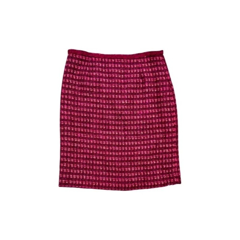 Preppy Barbiecore Chic Tory Burch Metallic Tweed Pencil Skirt - US 6 / UK 10